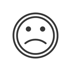 Fototapeta premium Minimalist Sad Face Icon with Double Circle Outline, Isolated on White