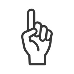 Obraz premium Bold Outline of Hand with Index Finger Pointing Upward on White Background