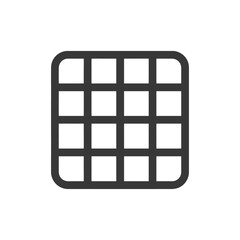 Clean Grid Icon with Rounded Corners and Bold Lines on White Background