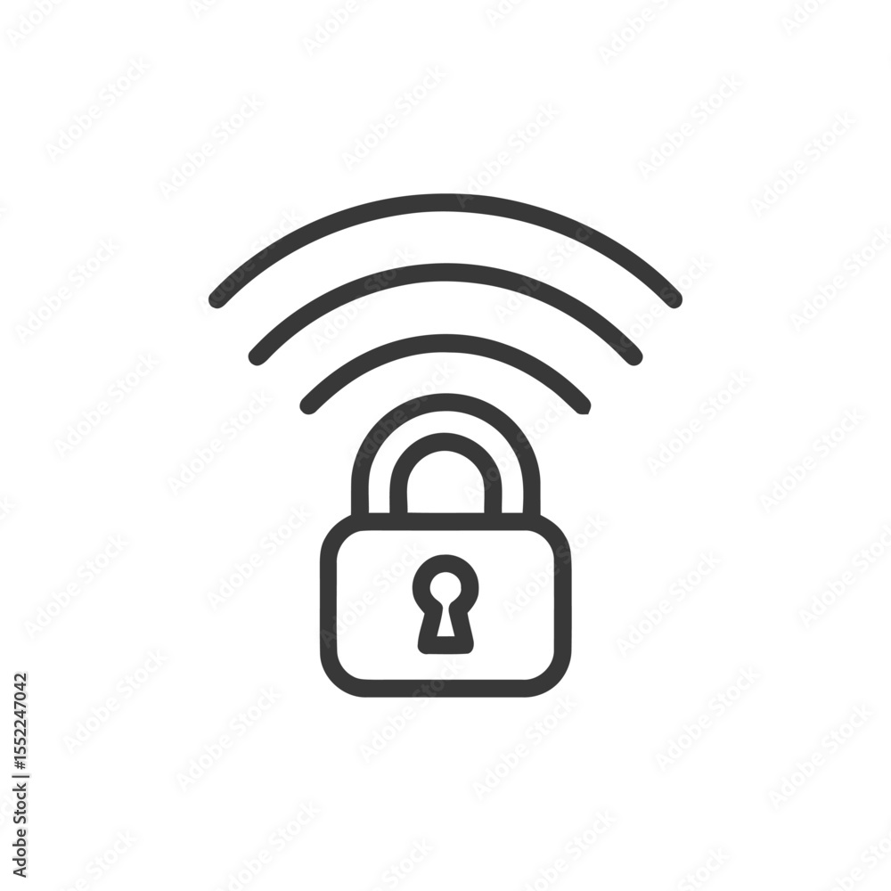Aufkleber secure wireless connection: padlock with wifi signal icon graphic