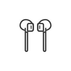 Minimalist Line Art: Pair of Wireless Earbuds on White Background