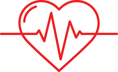 Red Heartbeat Line Outline Icon - AI Generative
