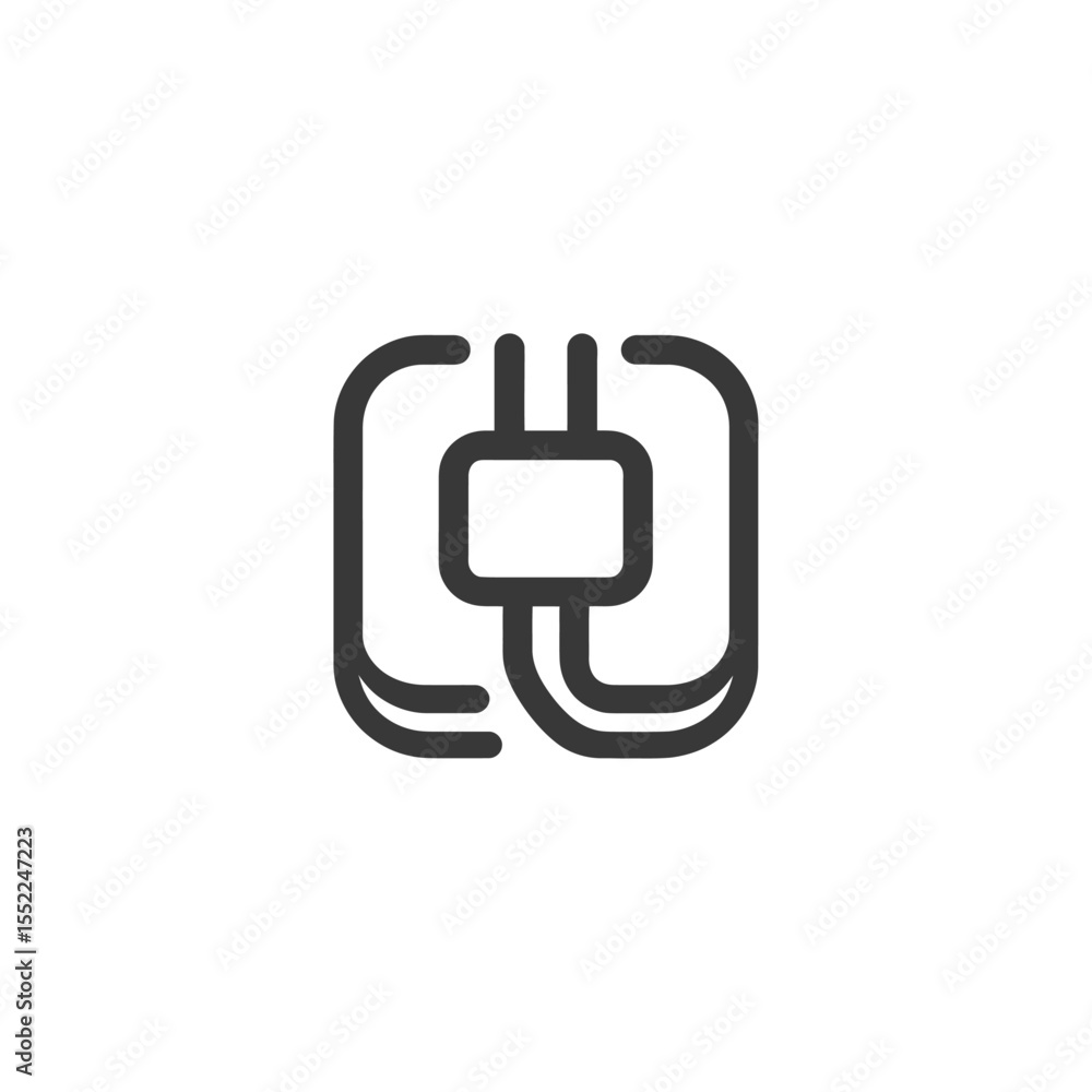 Aufkleber abstract minimalist icon: interconnected rounded squares and lines in dark gray