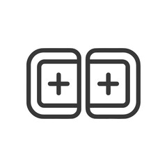 Obraz premium Double Plus Sign Icon: Bold Outline, Symmetrical Design, White Background