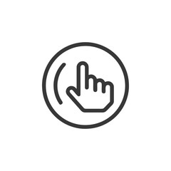 Obraz premium Minimalist Touch Icon: Finger Pointing in Circle, Outline Style
