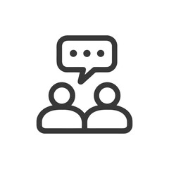 Obraz premium Two People Talking with Speech Bubble Icon, Communication, Discussion, Minimalist Design