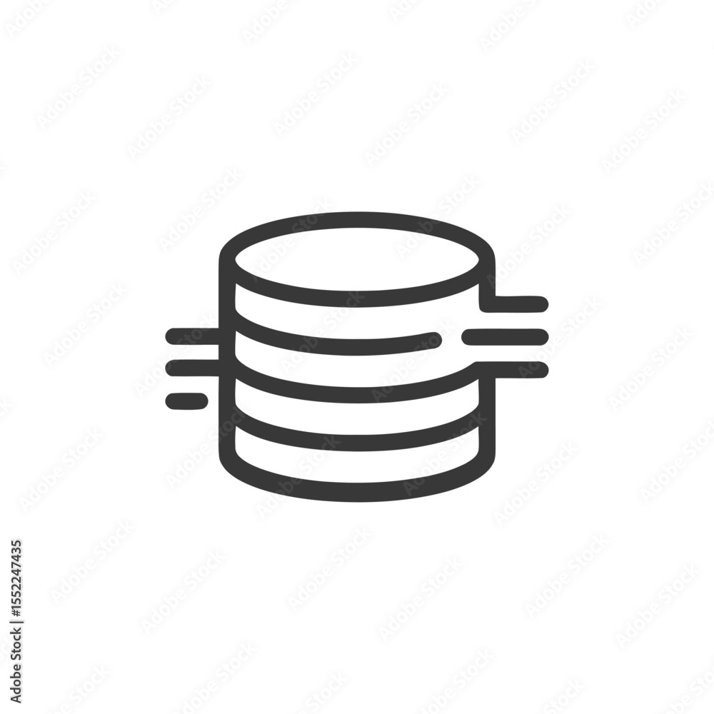 Poster database icon: simple, minimalist design with connection lines on white background