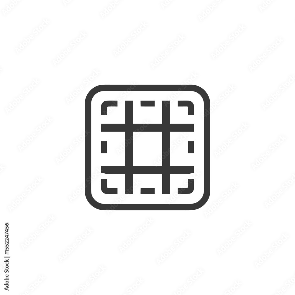 Poster minimalist grid icon: rounded square with dashed lines on white background