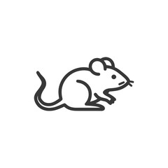 Minimalist Mouse Icon: Clean Line Art Illustration on White Background