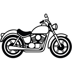 Fototapeta premium Side View of a Classic Motorcycle Silhouette | Black and White Illustration