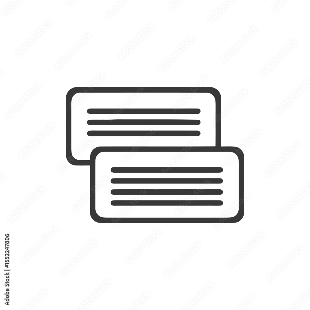 Poster stacked text boxes icon: minimalist design for communication and information