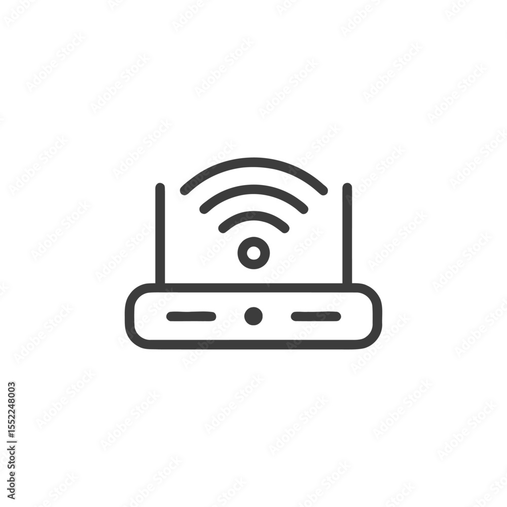 Aufkleber minimalist wifi router icon with signal waves on white background