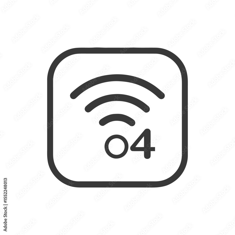 Poster minimalist wifi signal strength indicator: rounded square icon with 04 signal bars