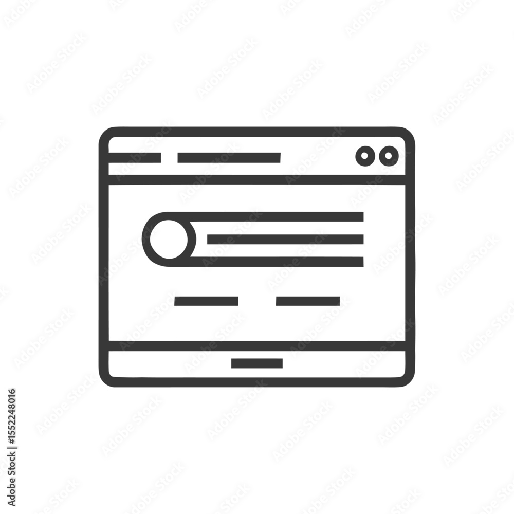 Poster minimalist website icon: clean line art of browser window with content