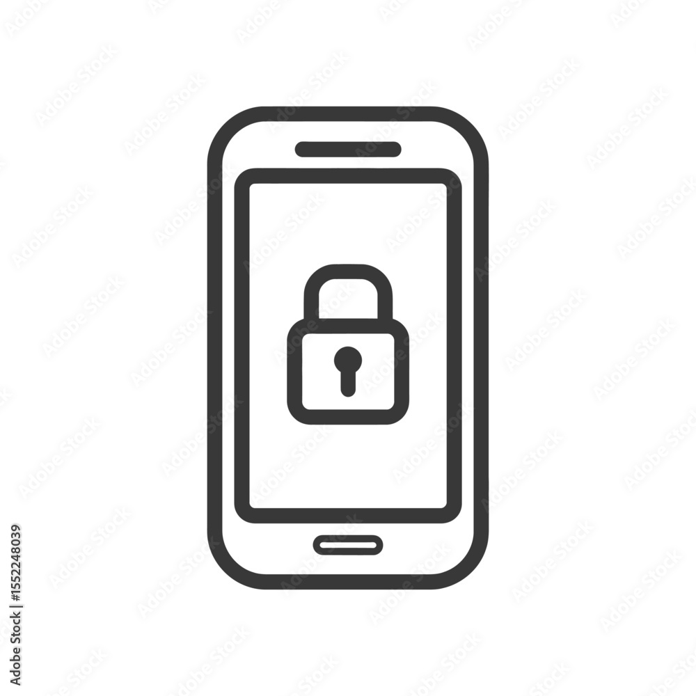 Poster secure mobile: smartphone with padlock icon for data protection and privacy