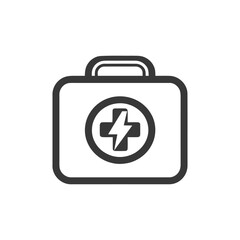 Obraz premium First Aid Kit Icon with Lightning Bolt Symbol, Emergency Medical Assistance