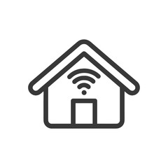 Smart Home Icon: Connected House with WiFi Symbol, Modern Design