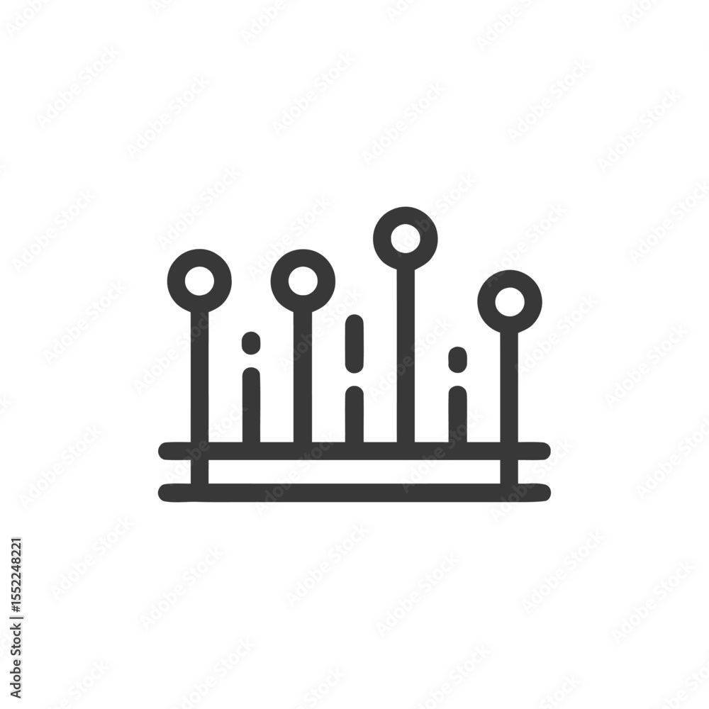 Poster minimalist data graph icon with circular nodes and linear connections