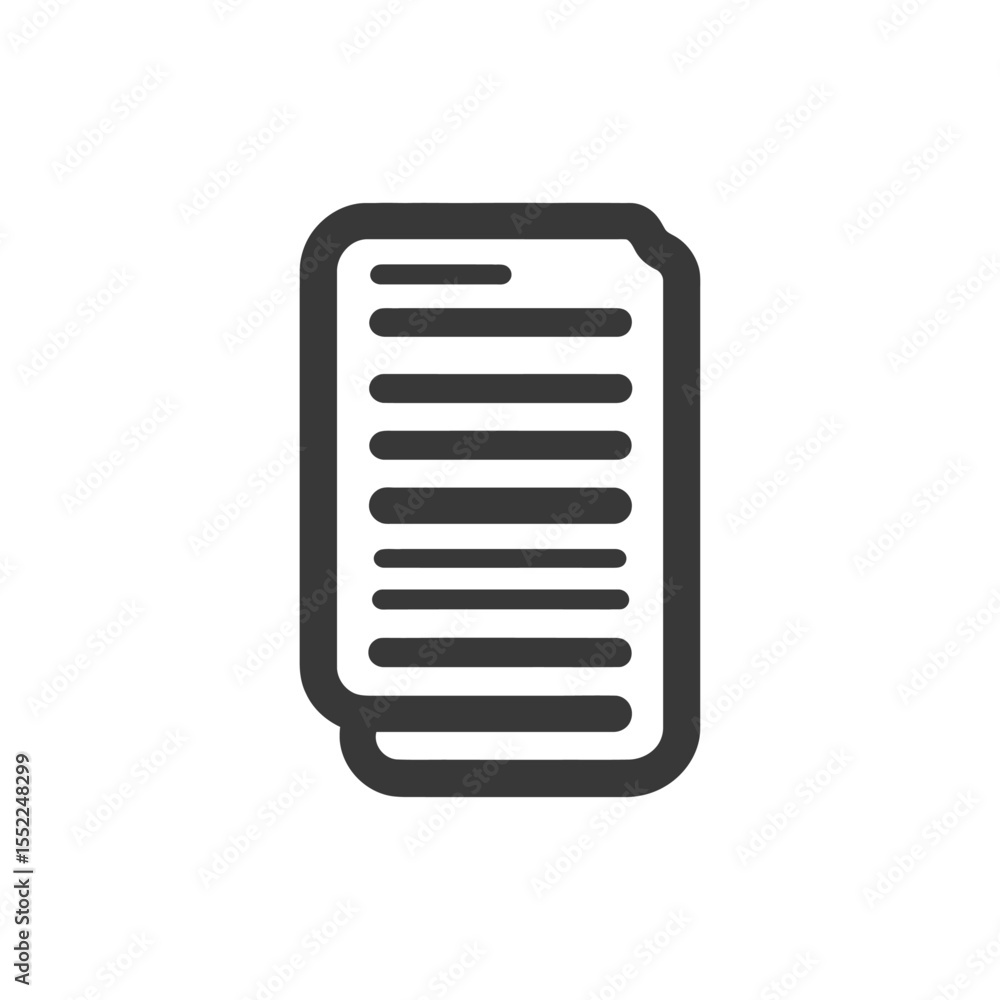Poster stacked document icon with rounded edges and text lines