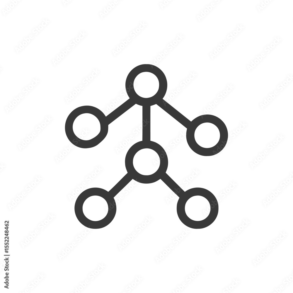 Poster hierarchical network icon: connected nodes and branches on white background