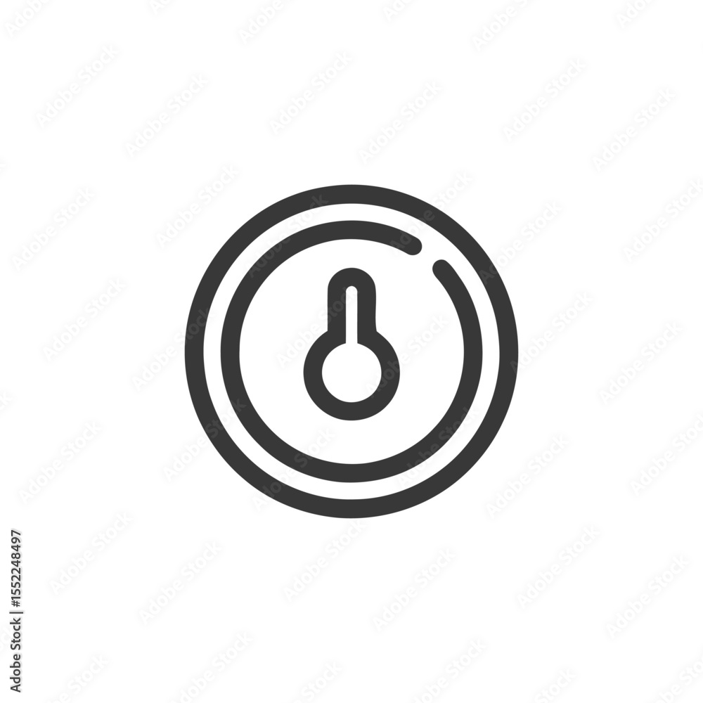 Poster minimalist thermostat icon: circular design with temperature control element