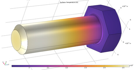Metal bolt, screw drawing. 
Computer 3d modeling. Technic cad analysis.
Investigation of parameters of steel mechanical part
 using computer aided design system.
Engineering calculation. 