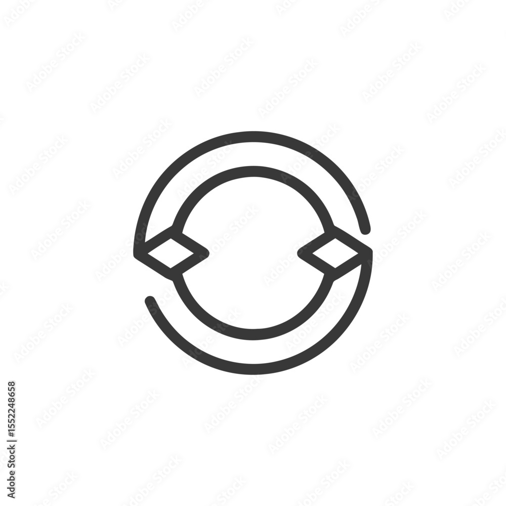Poster circular arrow icon: double ringed refresh symbol in minimalist style