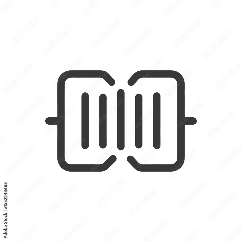 Poster symmetrical abstract icon: geometric design with vertical lines and brackets