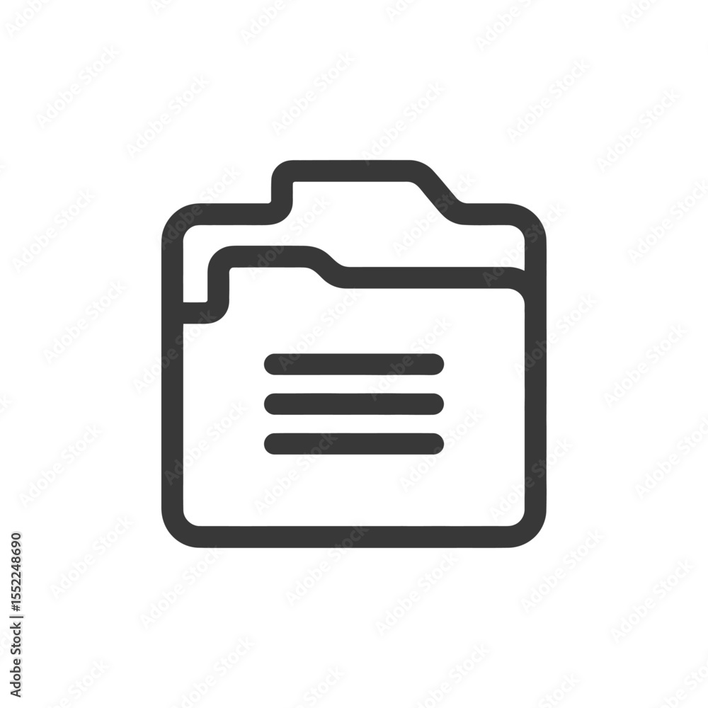 Poster minimalist folder icon with document lines on white background