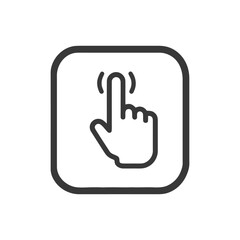 Finger Tap Icon in Rounded Square, Minimalist Design, Black and White