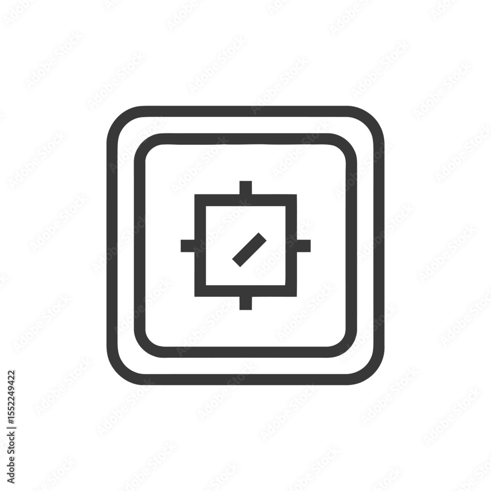 Aufkleber minimalist square icon with diagonal line in center, rounded edges