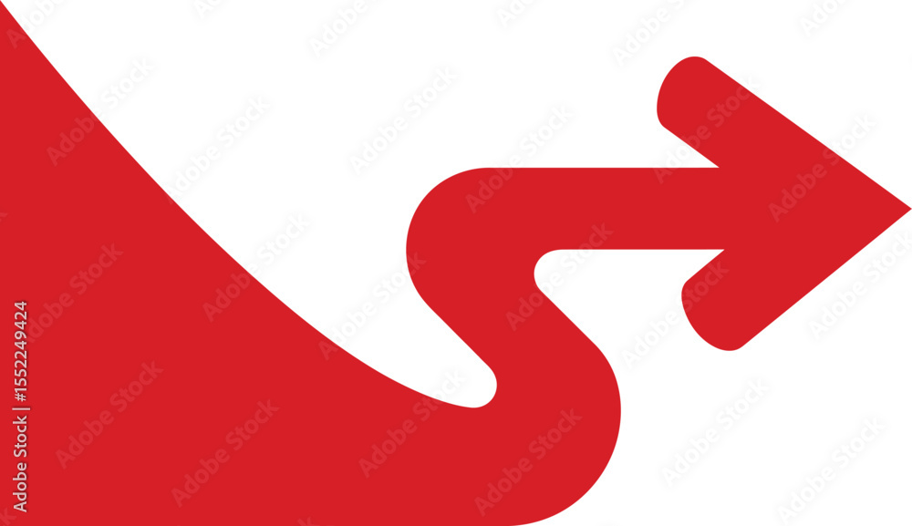 Poster red curved s-shape arrow - ai generative