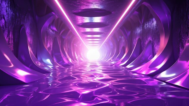 Abstract purple background with light effects and empty text space