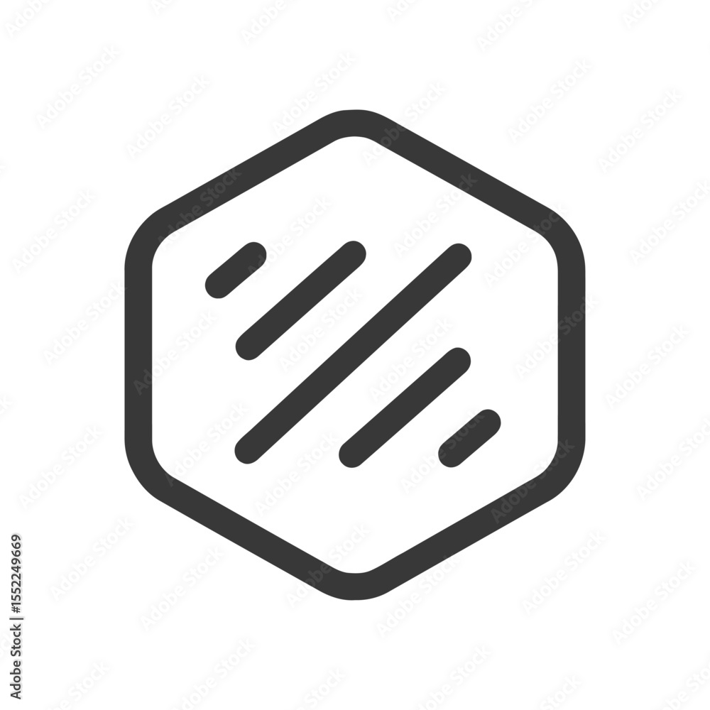 Poster abstract hexagon logo: minimalist geometric design with parallel lines
