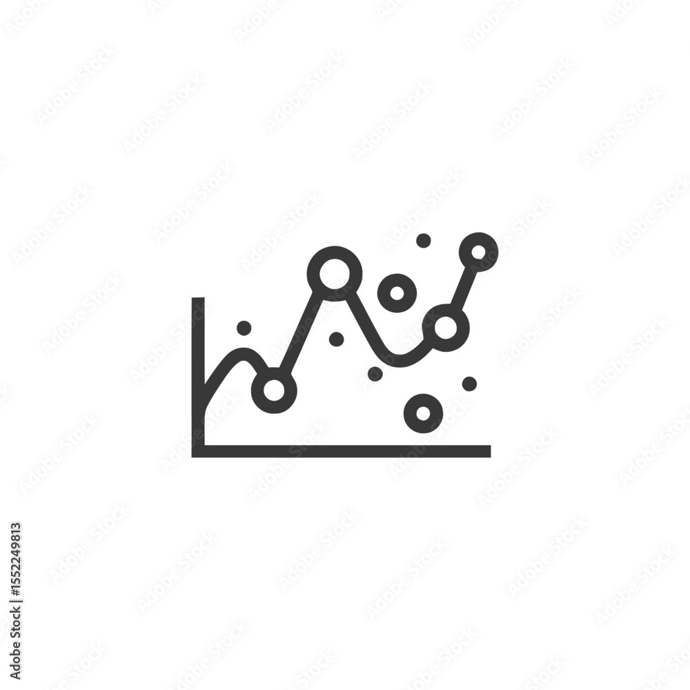 Poster minimalist line graph icon with data points and axis representation