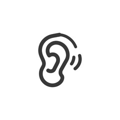 Stylized Ear Icon with Sound Waves, Hearing Concept