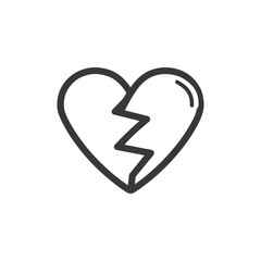 Minimalist Broken Heart Icon: Symbol of Loss, Grief, and Emotional Pain