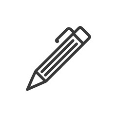 Fototapeta premium Minimalist Pencil Icon: Bold Outline on White Background, Writing Tool Symbol
