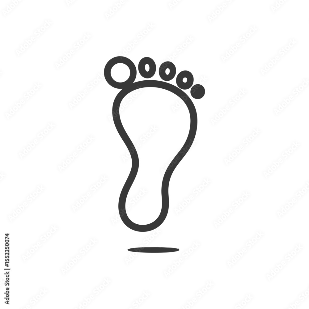 Poster minimalist footprint icon: simple design with shadow detail on white background