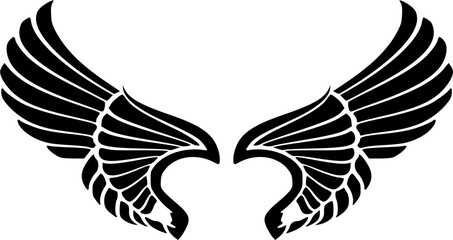 Fantasy Dragon Wings Spread Vector in Black Silhouette