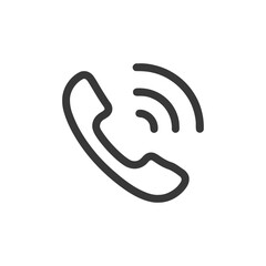 Ringing Phone Icon: Bold Outline, Communication Symbol on White Background