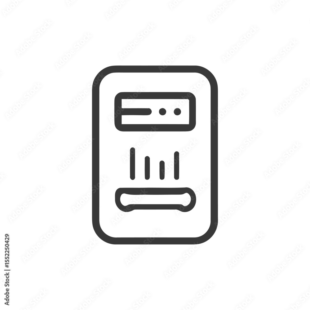 Poster modern smart meter icon with display and graph, isolated on white background