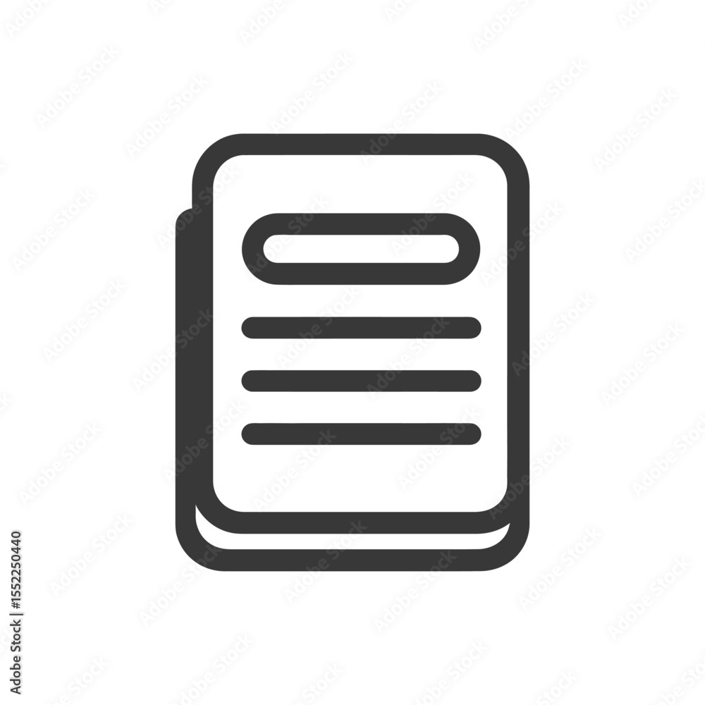 Poster simple black and white document icon with rounded lines and text
