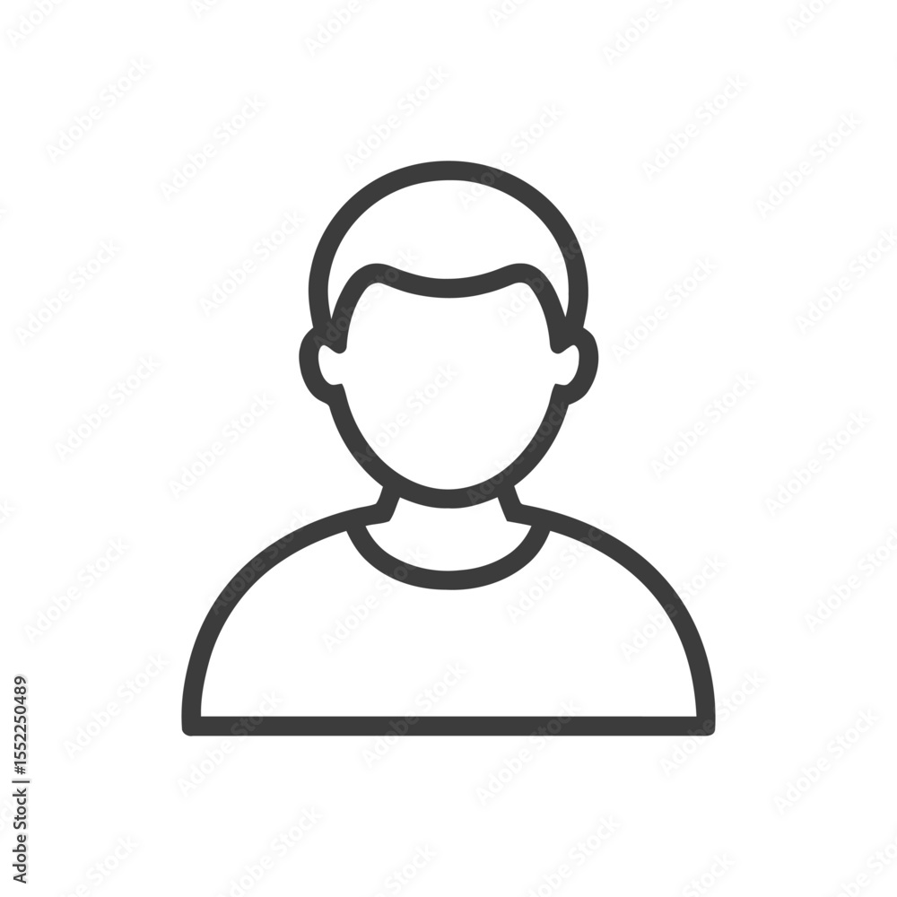 Poster minimalist man icon: faceless figure with simple lines on white background