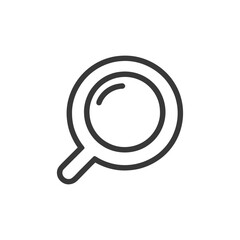Simple Magnifying Glass Icon, Dark Outline on White Background