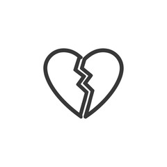 Broken Heart Icon: Minimalist Line Art Symbolizing Loss and Heartbreak