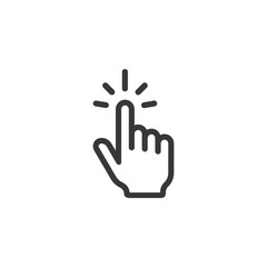 Obraz premium Clicking Finger Icon: Bold Line Art on White Background, Digital Interaction