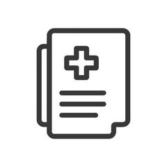 Fototapeta premium Medical Record Icon: Clean Line Art with Cross Symbol