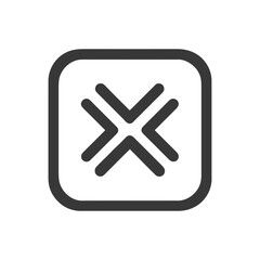 Fototapeta premium Abstract Geometric Icon: Dark Gray X Symbol Inside Rounded Square on White