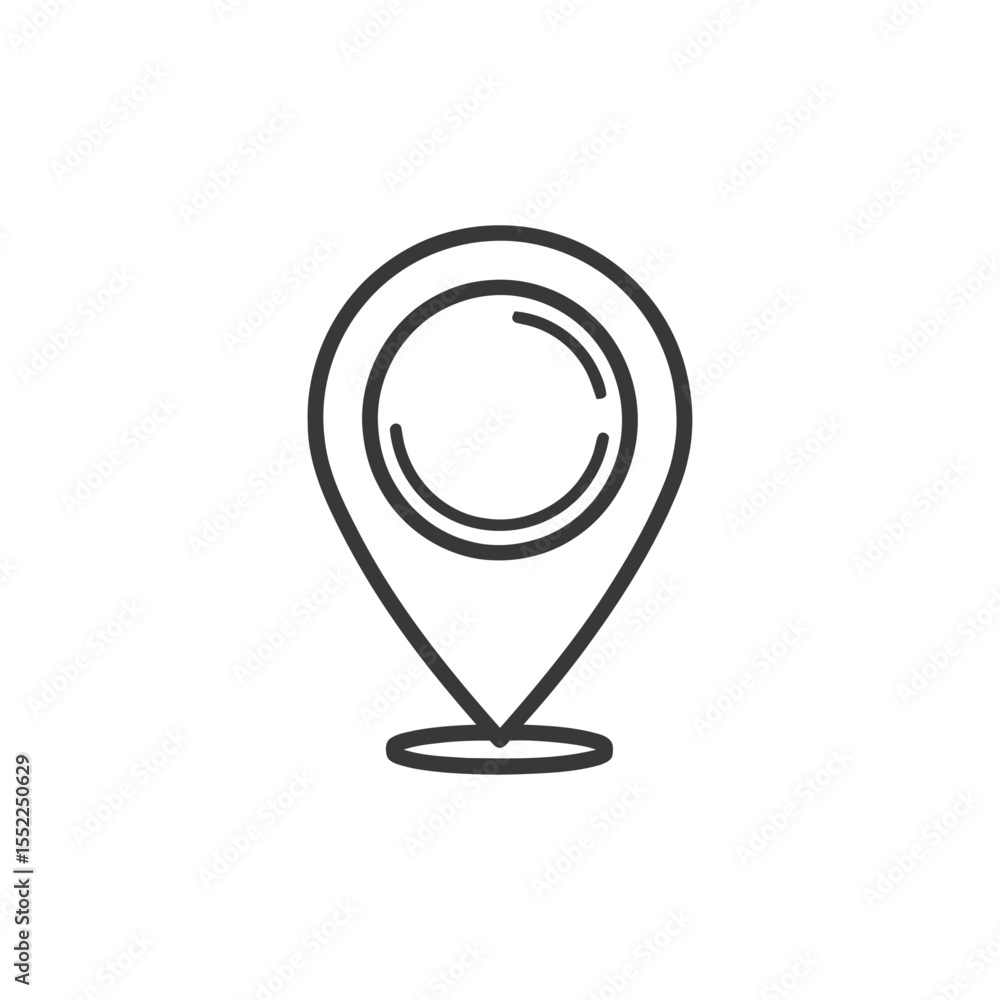 Poster minimalist location pin icon with concentric circle design on white background